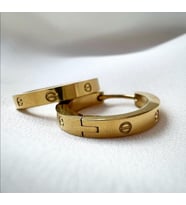 Cartier Model 14 Ayar Altın Kaplama Halka Çelik Küpe