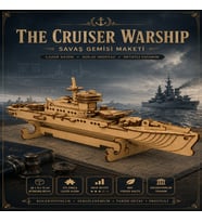 The Cruiser Warship Ahşap Maket Seti – DIY Savaş Gemisi Koleksiyoner Modeli 123 Parça