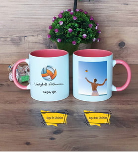 Voleybol Antrenörü Kupa Bardak Pembe Fotoğraflı