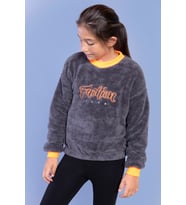 Toontoy Kız Çocuk Nakışlı Peluş Sweatshirt (Antrasit)
