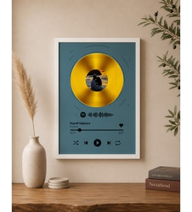 Kişiye Özel Altın Plak Tasarımlı Spotify Şarkı Kodlu Tablo Sevgili Arkadaş Hediye Özel Gün Hediye
