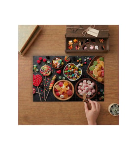 Şekerler - Renkli Jelibonlar Tasarımı 240 parça Ahşap Puzzle Ahşap Kutuda MP07595