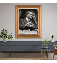 Altın Paspartulu Atatürk  Çerçeveli Tablo C845 (Gold)