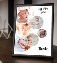 Kişiye Özel 6 Fotoğraf Baskılı Bebek Tasarım 21x30 Siyah Fotoğraf Çerçevesi