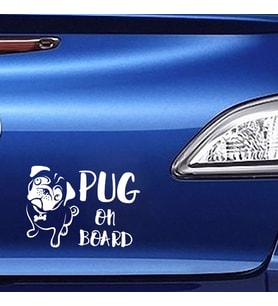 Pug On Board Arabada Pug Cinsi Köpek Koruması Beyaz md1