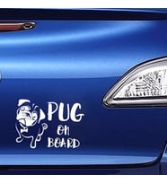 Pug On Board Arabada Pug Cinsi Köpek Koruması Beyaz md1