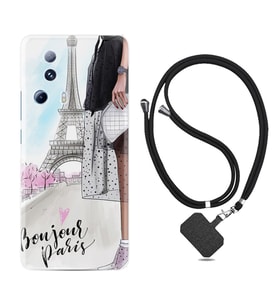 Xiaomi Mi 13 Lite Kılıf Resimli Boyun Askılı İpli Desenli Silikon Bonjour Paris 1419