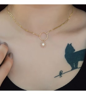 Kadın Choker Güneş Altın Kolye