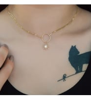 Kadın Choker Güneş Altın Kolye