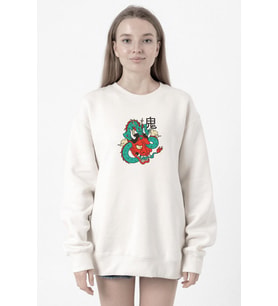 Dragon Samurai Anime Beyaz Kadın 2ip Sweatshirt