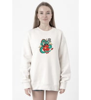 Dragon Samurai Anime Beyaz Kadın 2ip Sweatshirt