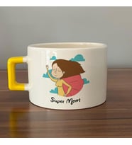 Süper Mom Pelerin Baskılı Sarı Kulplu C Fincan