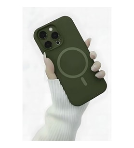Coverzone ?phone 13 Pro Max ile Uyumlu Kadife ?� Y�zeyli Premium Silikon K?l?f MagSafe ile Uyumlu Kablosuz ?arj Destekli Darbe Emici Yumu?ak Dokulu Koruma Tasar?ml? Telefon K?l?f? Haki