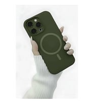 Coverzone ?phone 13 Pro Max ile Uyumlu Kadife ?� Y�zeyli Premium Silikon K?l?f MagSafe ile Uyumlu Kablosuz ?arj Destekli Darbe Emici Yumu?ak Dokulu Koruma Tasar?ml? Telefon K?l?f? Haki