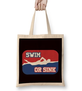 Swim Or Sink Swimmer Swimming Indoor Pool Water Sports Coach Bez Çanta Uzun Saplı