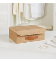 Ocean Home Textile Çekmece İçi Jüt Kapaklı Kutu 30 x 23 x 11 cm (Kahverengi - Bej)