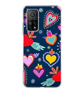 PrintiFy Xiaomi Mi 10T ile Uyumlu 1mm Slim Fit Retro Colors 3 Baskılı Şeffaf  Kılıf