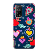 PrintiFy Xiaomi Mi 10T ile Uyumlu 1mm Slim Fit Retro Colors 3 Baskılı Şeffaf  Kılıf