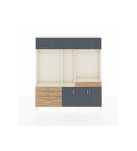 Arges Dolap 8 Raflı 4 Çekmeceli 3 Askılı 220x30x243 Aytaşı-Antrasit/Çam