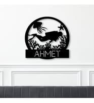 Kişiye Özel Dalgıç Temalı Dekoratif Tablo (Siyah)