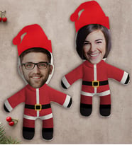 BK Gift Kişiye Özel Fotoğraflı Yılbaşı Kostümlü Çiftler 2’li Bebek Yastık Seti-1