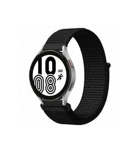 Çınarcık Dev Samsung Galaxy Watch 4 Hasırlı Cırtcırtlı Kordon - Siyah-Mavi