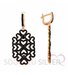 Söğütlü Silver rose zirkon taşlı küpe