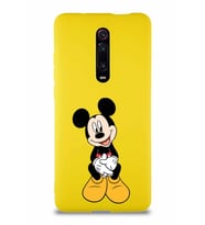 Xiaomi Redmi K20 Pro Soft Premier Kapak Mickey Mouse-A Tasarımlı Silikon Kılıf - Sarı (Şeffaf)