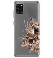 Samsung Galaxy A31 Uyumlu Tatlı Kedi Desenli Şeffaf Telefon Kılıfı