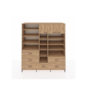Kronos Dolap 17 Raflı 6 Çekmeceli 3 Kapaklı 220x59x243 Çam-Çam/Çam