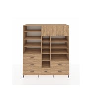 Kronos Dolap 17 Raflı 6 Çekmeceli 3 Kapaklı 220x59x243 Çam-Çam/Çam