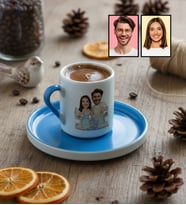 Kişiye Özel Karikatür Yemek Yapan Romantik Çift Türk Kahvesi Fincanı Sevgililer Günü Hediyesi