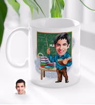 BK Gift Kişiye Özel Erkek Matematik Öğretmeni Karikatürlü Beyaz Kupa Bardak-2