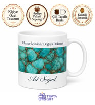 Turkuaz Taşı Deseni Baskılı Kupa Bardak Özel Tasarım Hediye Porselen Mug