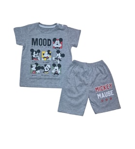 Micky Şort T-shirt Bebek Çocuk Yazlık Takım (Gri)