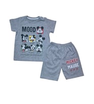 Micky Şort T-shirt Bebek Çocuk Yazlık Takım (Gri)