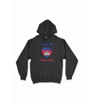 Phnom Penh Kamboçya Bayraklı Kalpli Siyah Sweatshirt Hoodie
