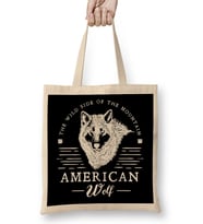 Retro Animal American Wolf White Bez Çanta Uzun Saplı