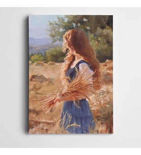 Otlar İçinde Kadın Kanvas Tablo