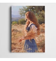 Otlar İçinde Kadın Kanvas Tablo