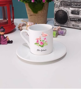 Flamingo Tasarımlı Kişiye Özel Flamingo Türk Kahvesi Fincanı