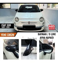 Fiat 500 Uyumlu (2009-2020) Batman Yarasa Ayna Kapağı (Parlak Siyah)