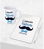 Kişiye Özel  Babalar Günü Hediyesi Defter& Kupa   &Kalem Seti