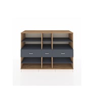 Kronos Dolap 9 Raflı 3 Çekmeceli  220x59x163 Çam-Antrasit
