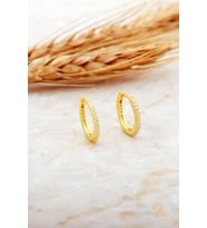 15 Mm Taşlı Altın Kaplama Gümüş Halka Küpe 7138