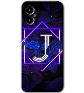 Omix X3 Kılıf HD Desen Baskılı Arka Kapak - Dark Neon Yaprak J Harfi