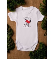 Unisex Bebek Organik Baskılı Pamuklu Beyaz