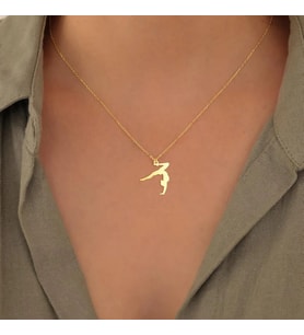 Kişiye Özel 925 Ayar Gümüş Jimnastik Silüet Figürlü Kolye (Gold)