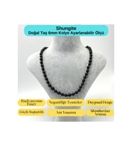 SERTİFİKALI Shungite Doğal Taş 6mm Makrome Kolye 45cm- 55cm Ayarlanabilir Ölçü