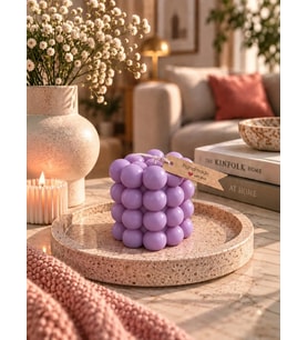 Mumelia Bubble Küre - Doğal Soya Blok Dekoratif Mum - Mor